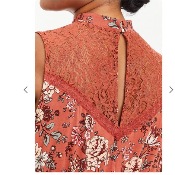 Torrid Trapeze Mini Dress - Super Soft Floral Rust - Picture 3 of 7
